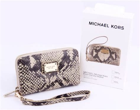 michael kors essential zip wallet natural python|Michael, Michael Kors Essential Zip Wallet or Wristlet Natural .